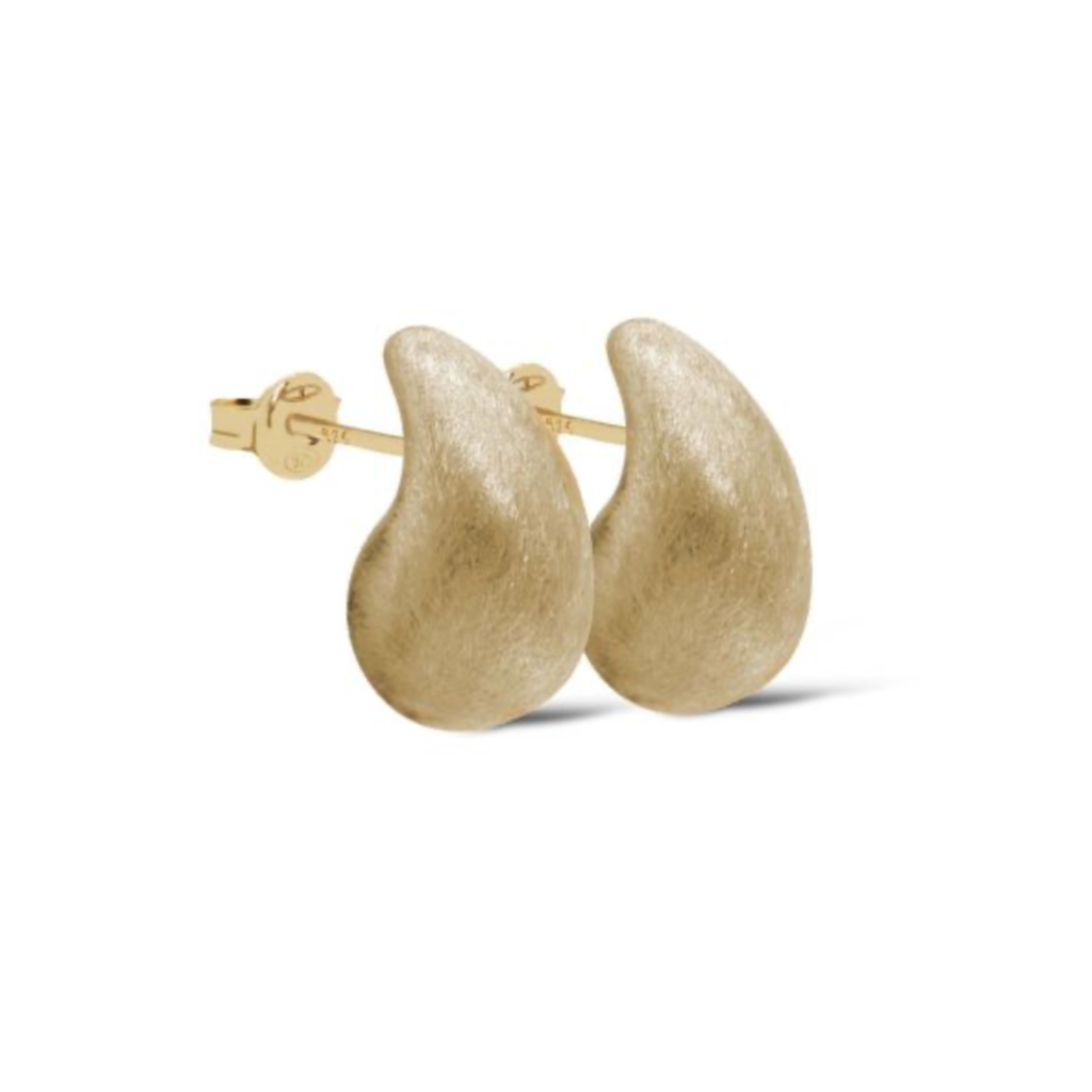 Karma Jewelry Karma Jewelry oorbellen X170GP Earrings Chunky drop brushed 925 silver gold plated 16 MM