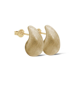 Karma Jewelry Karma Jewelry oorbellen X170GP Earrings Chunky drop brushed 925 silver gold plated 16 MM