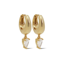 Karma Jewelry Karma Jewelry oorbellen A168GP Earrings hoops Moo drops zirconia 925 silver gold plated 20 MM