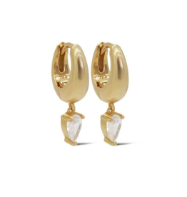 Karma Jewelry Karma Jewelry oorbellen A168GP Earrings hoops Moo drops zirconia 925 silver gold plated 20 MM