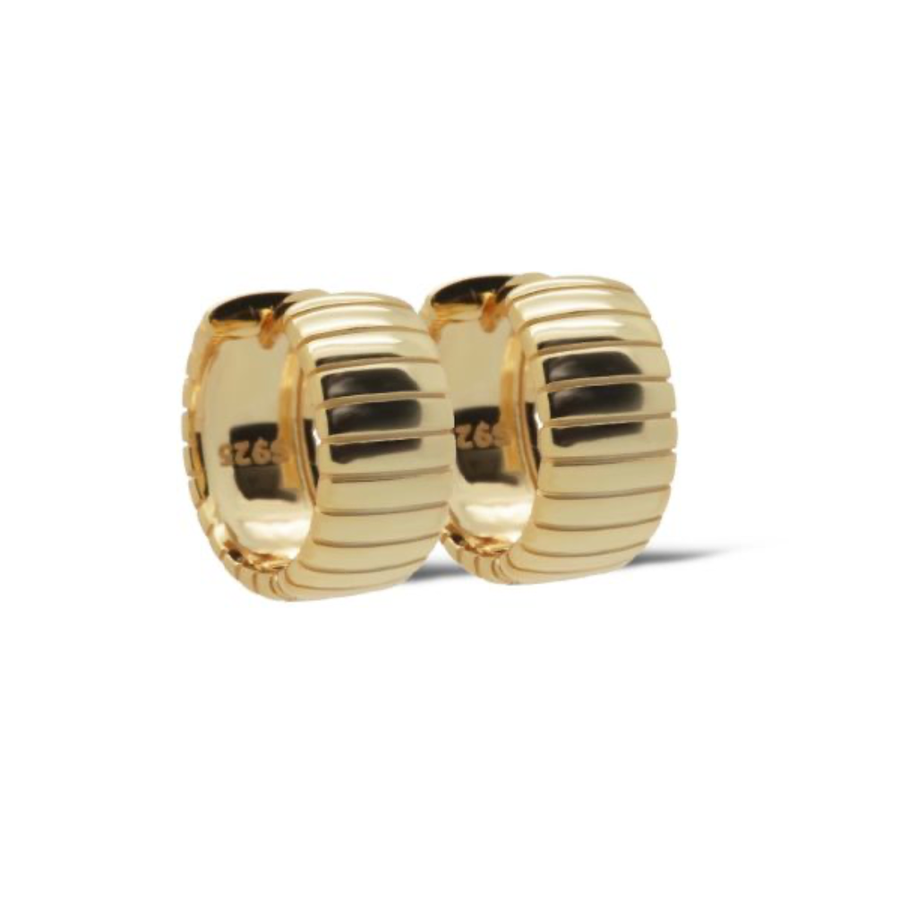 Karma Jewelry Karma Jewelry oorbellen H551GP Earrings hoops ripple Gina 925 silver gold plated 14 MM