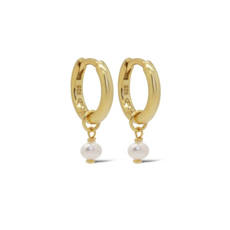 Karma Jewelry Karma Jewelry oorbellen A171GP Earrings pixie Hinged hoops pearl 925 silver gold plated  1,2 CM