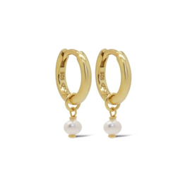 Karma Jewelry Karma Jewelry oorbellen A171GP Earrings pixie Hinged hoops pearl 925 silver gold plated  1,2 CM