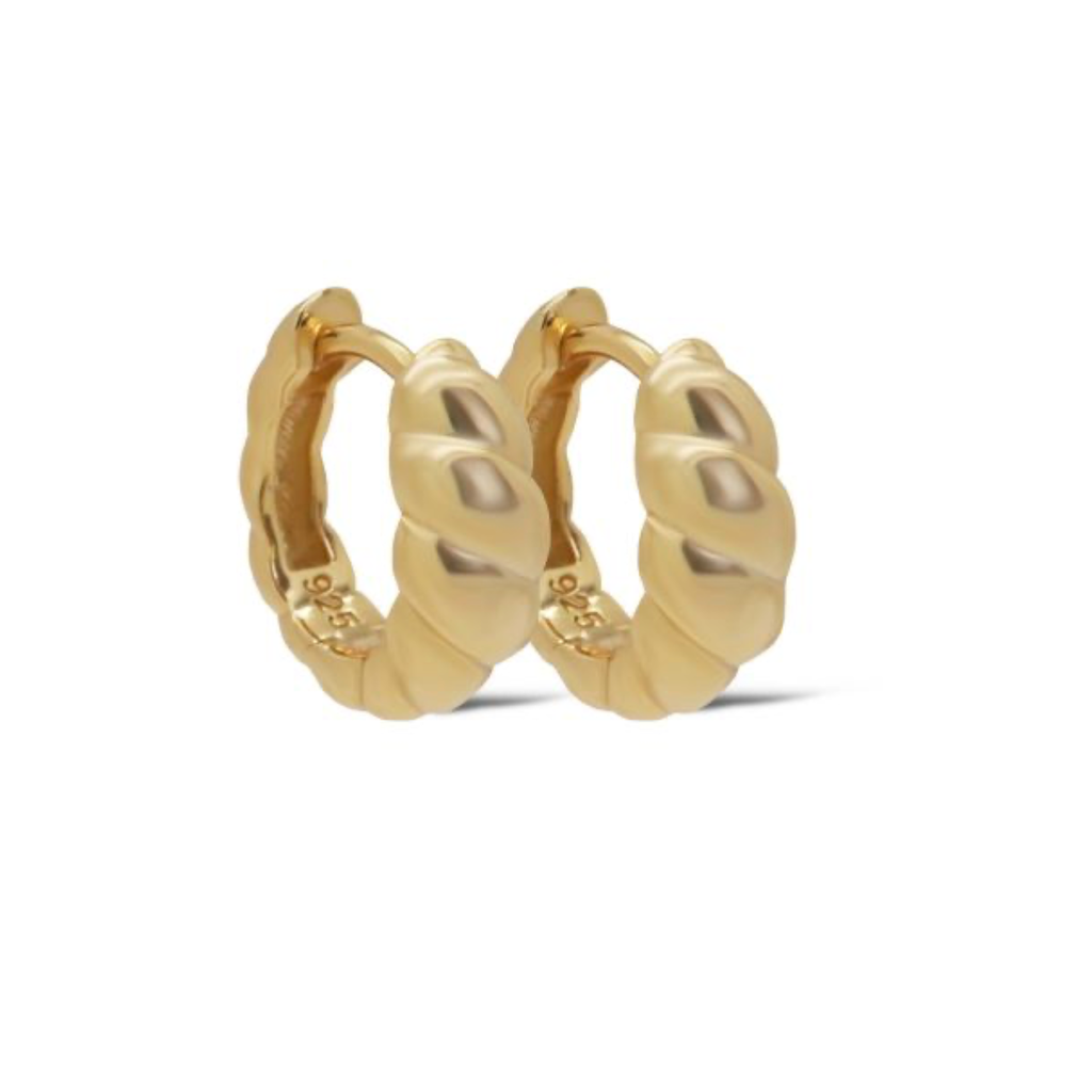 Karma Jewelry Karma Jewelry oorbellen H628GP Earrings hoops Svea croissant 925 silver gold plated 14 MM