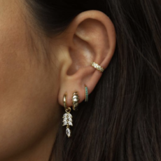 Karma Jewelry Karma Jewelry oorbellen H628GP Earrings hoops Svea croissant 925 silver gold plated 14 MM