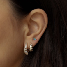 Karma Jewelry Karma Jewelry oorbellen R116LB Earrings Tiny double leaves Ocean Blue 925 silver gold plated