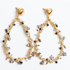Gas Bijoux Jewelry Gas Bijoux Oorbellen 511484 Earrings Nympheas colorfull stones & pearls gold