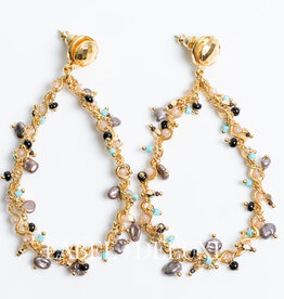 Gas Bijoux Jewelry Gas Bijoux Oorbellen 511484 Earrings Nympheas colorfull stones & pearls gold