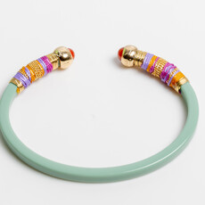 Gas Bijoux Jewelry Gas Bijoux armband Sari Bis bracelet Green Purple Wide 0,6 CM Wrist size 14 CM