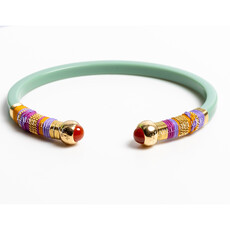 Gas Bijoux Jewelry Gas Bijoux armband Sari Bis bracelet Green Purple Wide 0,6 CM Wrist size 14 CM