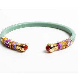 Gas Bijoux Jewelry Gas Bijoux armband 356475 Sari Bis bracelet Green Purple Wide 0,6 CM Wrist size 14 CM