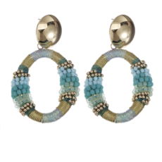 Label Deluxe Bijoux Candy Sweet oorbellen 31107 Earrings mint blue gold 6.5 CM