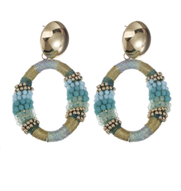 Label Deluxe Bijoux Candy Sweet oorbellen 31107 Earrings mint blue gold 6.5 CM