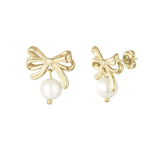 Label Deluxe Bijoux Label Deluxe B oorbellen 0292481 Earrings Bow with pearls gold 2 CM