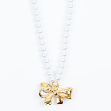 Label Deluxe Bijoux Label Deluxe B Ketting LDLpearlbow Necklace bow gold 46 CM