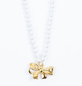 Label Deluxe Bijoux Label Deluxe B Ketting LDLpearlbow Necklace bow gold 46 CM