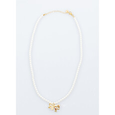 Label Deluxe Bijoux Label Deluxe B Ketting LDLpearlbow Necklace bow gold 46 CM
