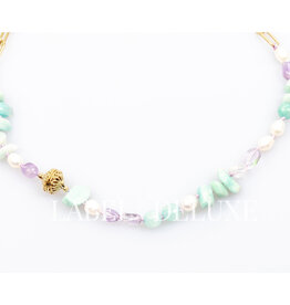 Label Deluxe Bijoux Label Deluxe Ketting LDLgopurplegemstones Necklace gemstones purple gold 42 + 5 cm