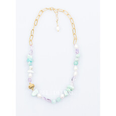 Label Deluxe Bijoux Label Deluxe Ketting LDLgopurplegemstones Necklace gemstones purple gold 42 + 5 cm