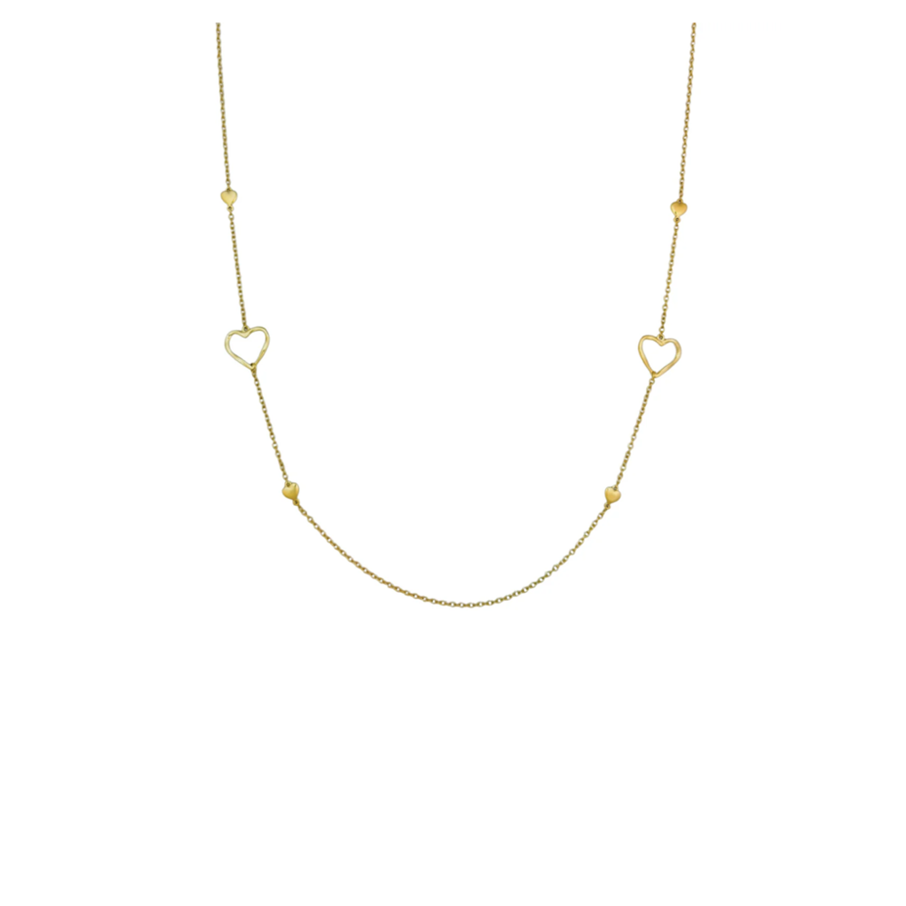 Label Deluxe Ketting 6731 Necklace Long 6 hearts gold