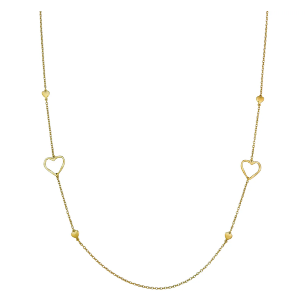 Label Deluxe Ketting 6731 Necklace Long 6 hearts gold