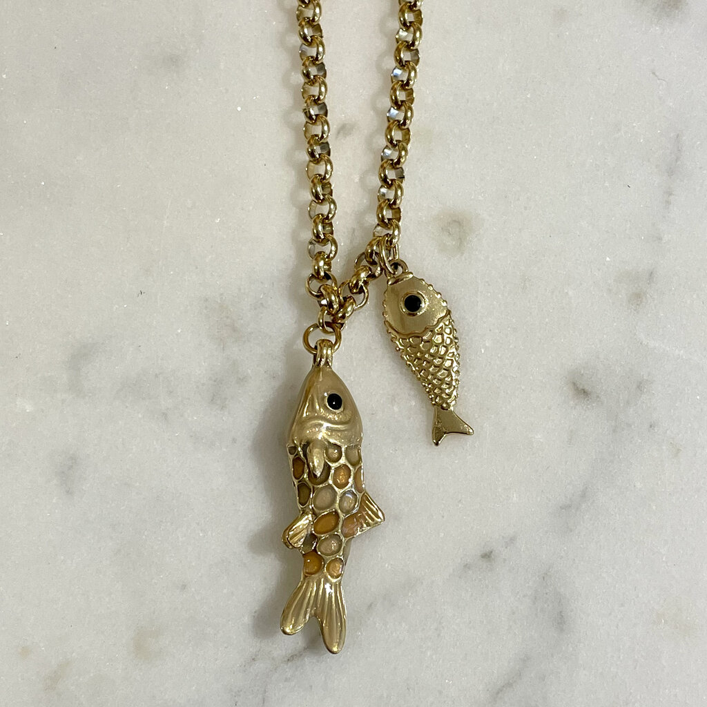 Label Deluxe Bijoux Label Deluxe ketting Fish gold 40 + 5 CM