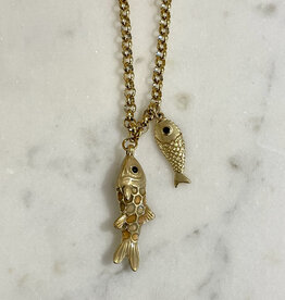Label Deluxe Bijoux Label Deluxe ketting Fish gold 40 + 5 CM