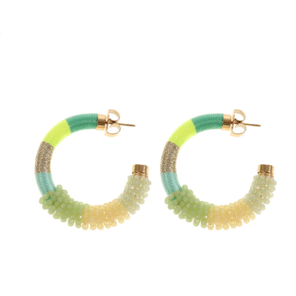 Label Deluxe Bijoux By Jam oorbellen 12508 Earrings Green mint gold 5.4 CM