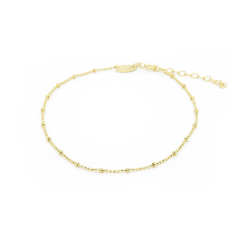 Karma Jewelry Karma Jewelry enkelbandje  21012GP Anklet Dots Diamonds 925 silver gold plated   23 + 3 CM