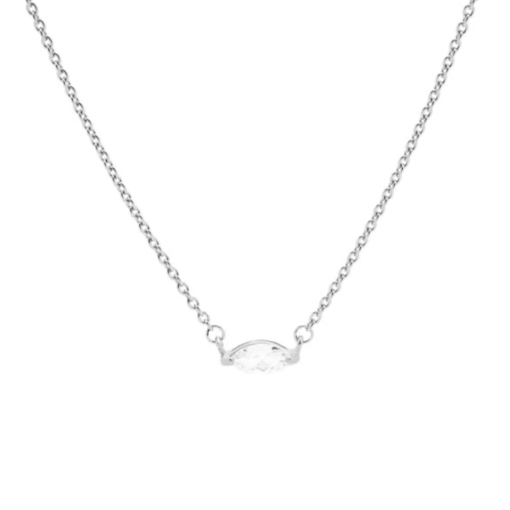 Karma Jewelry Karma Jewelry ketting T262S Necklace Single zirconia oval 925 silver 38 + 7 CM