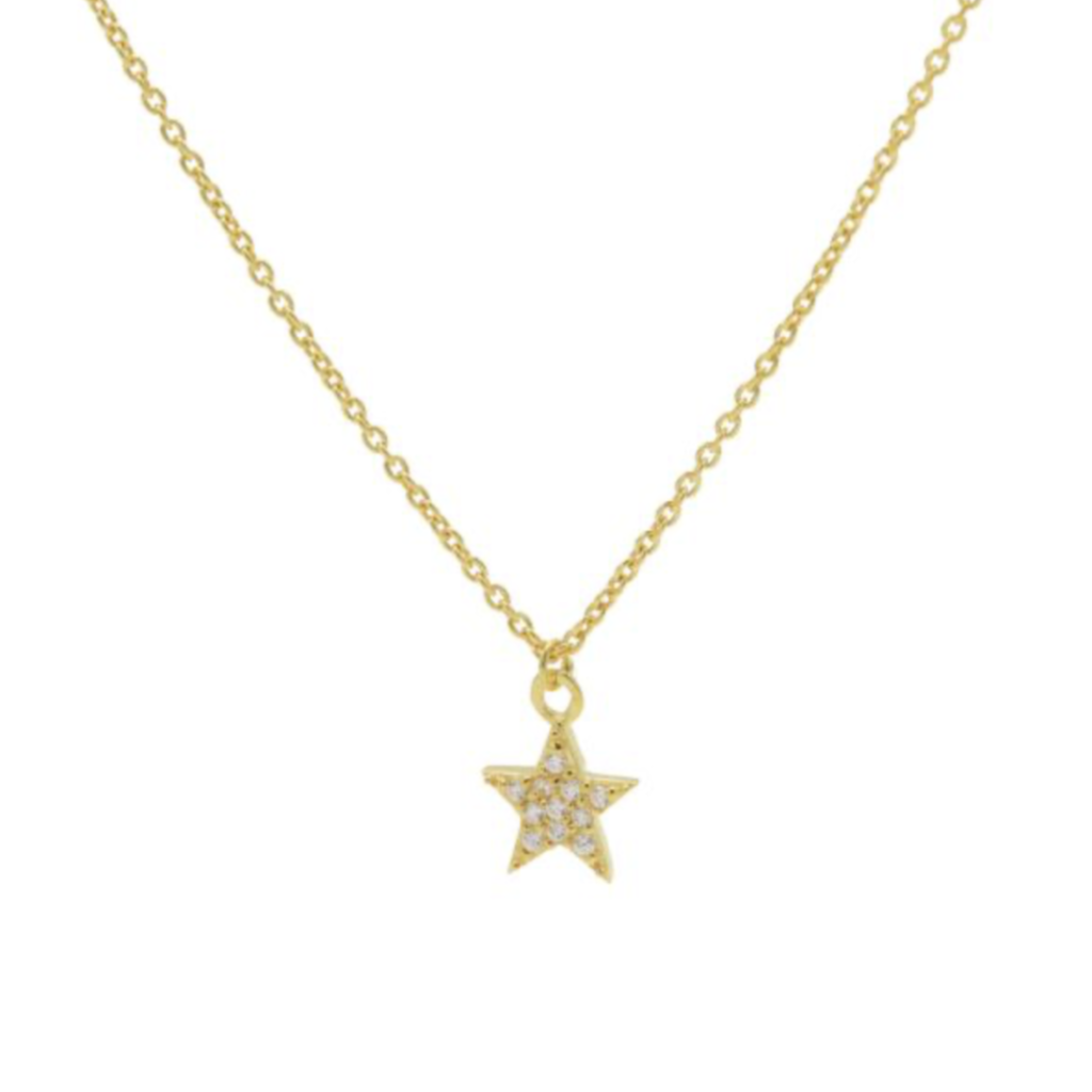 Karma Jewelry Karma Jewelry ketting T205 Necklace Star zirconia 925 silver gold plated 38 + 7 CM