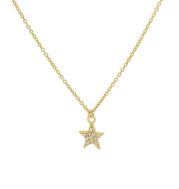 Karma Jewelry Karma Jewelry ketting T205 Necklace Star zirconia 925 silver gold plated 38 + 7 CM