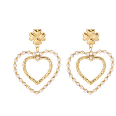 Rose & Camellia Rose & Camellia oorbellen 12503 Earrings hearts pearls clover gold 4 CM
