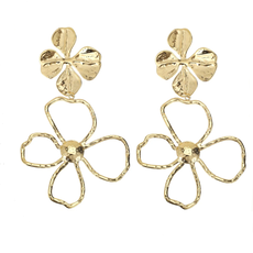 Rose & Camellia Rose & Camellia oorbellen 12506 Earrings Big flowers gold 8.5 CM