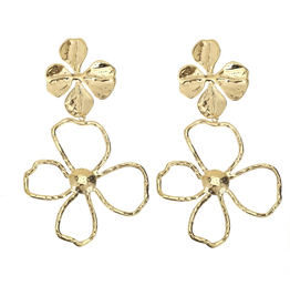 Rose & Camellia Rose & Camellia oorbellen 12506 Earrings Big flowers gold 8.5 CM