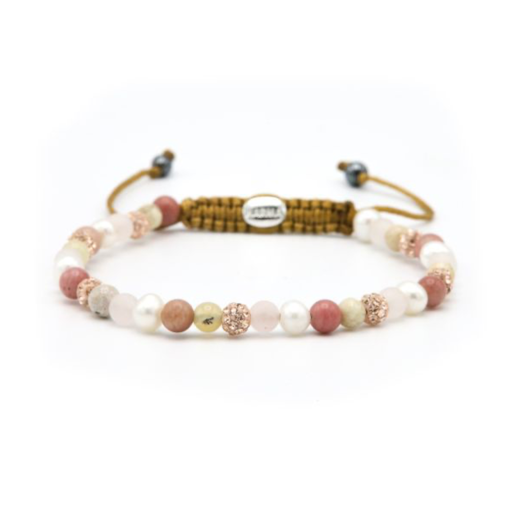Karma Jewelry Karma Jewelry armband 84451 Bracelet Spiral Pink sky beads XXS rosegold beads crystal 4MM