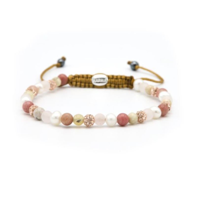 Karma Jewelry Karma Jewelry armband 84451 Bracelet Spiral Pink sky beads XXS rosegold beads crystal 4MM
