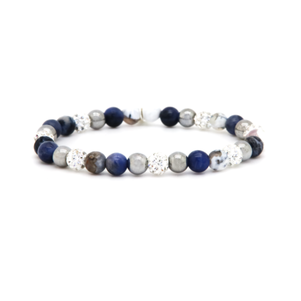 Karma Jewelry Karma Jewelry Armband 80153EL Bracelet Spriral Azure XS elastic beads white crystal 6 MM