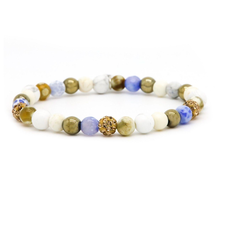 Karma Jewelry Karma Jewelry Armband 80019EL Bracelet Spriral Bubble XS elastic beads Blue crystal 6 MM