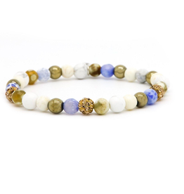 Karma Jewelry Karma Jewelry Armband 80019EL Bracelet Spriral Bubble XS elastic beads Blue crystal 6 MM