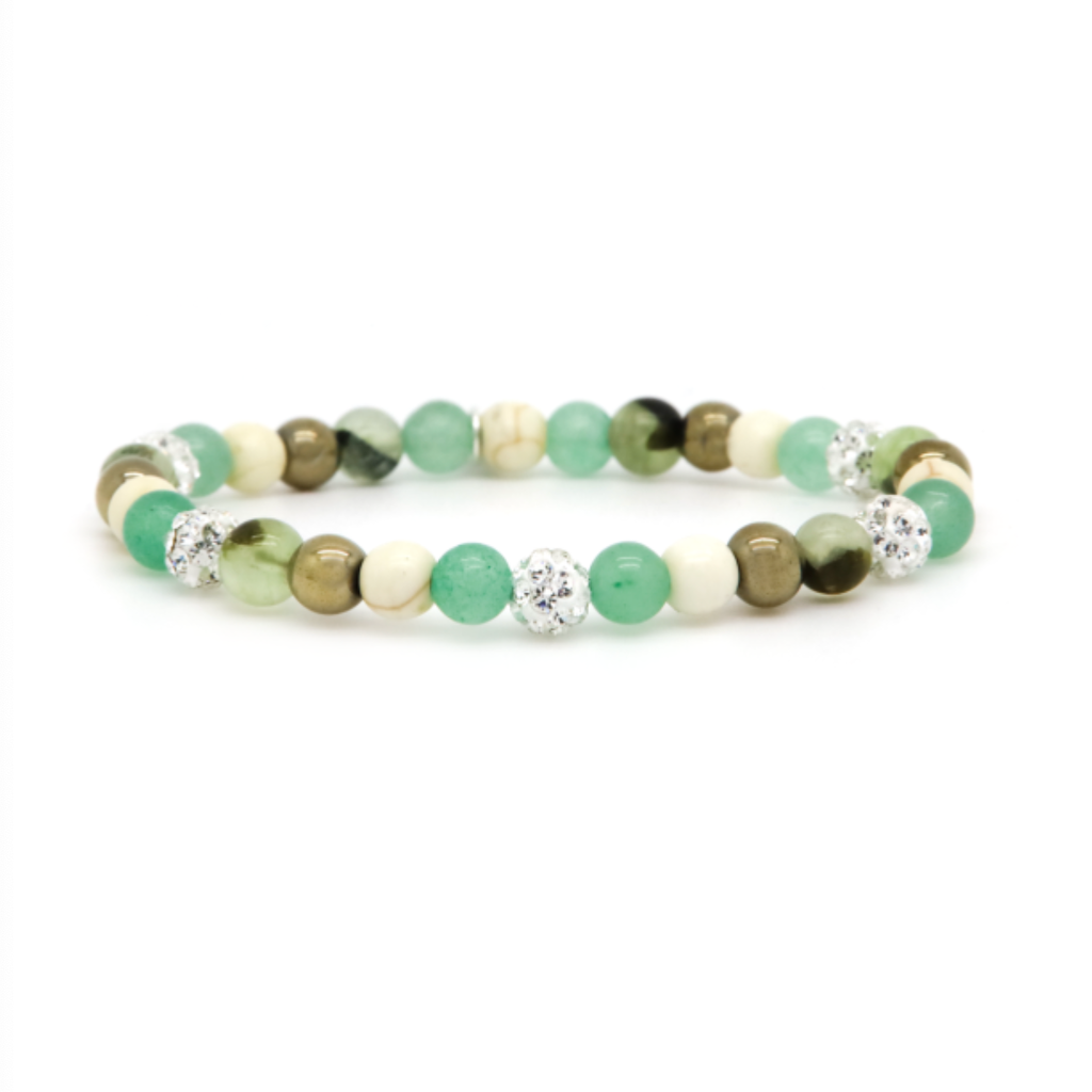 Karma Jewelry Karma Jewelry Armband 80154EL Bracelet Spriral Oakly XS elastic beads green crystal 6 MM
