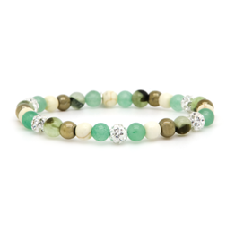 Karma Jewelry Karma Jewelry Armband 80154EL Bracelet Spriral Oakly XS elastic beads green crystal 6 MM