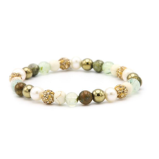 Karma Jewelry Karma Jewelry Armband 83762EL Bracelet Spriral Around the world XS elastic beads green gold crystal 6 MM