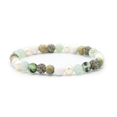 Karma Jewelry Karma Jewelry Armband 83711EL Bracelet Spriral More 'n more XS elastic beads grey crystal 6 MM