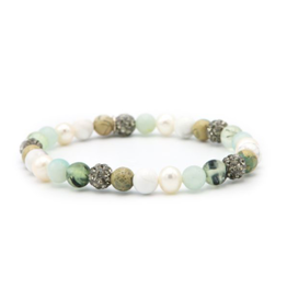 Karma Jewelry Karma Jewelry Armband 83711EL Bracelet Spriral More 'n more XS elastic beads grey crystal 6 MM