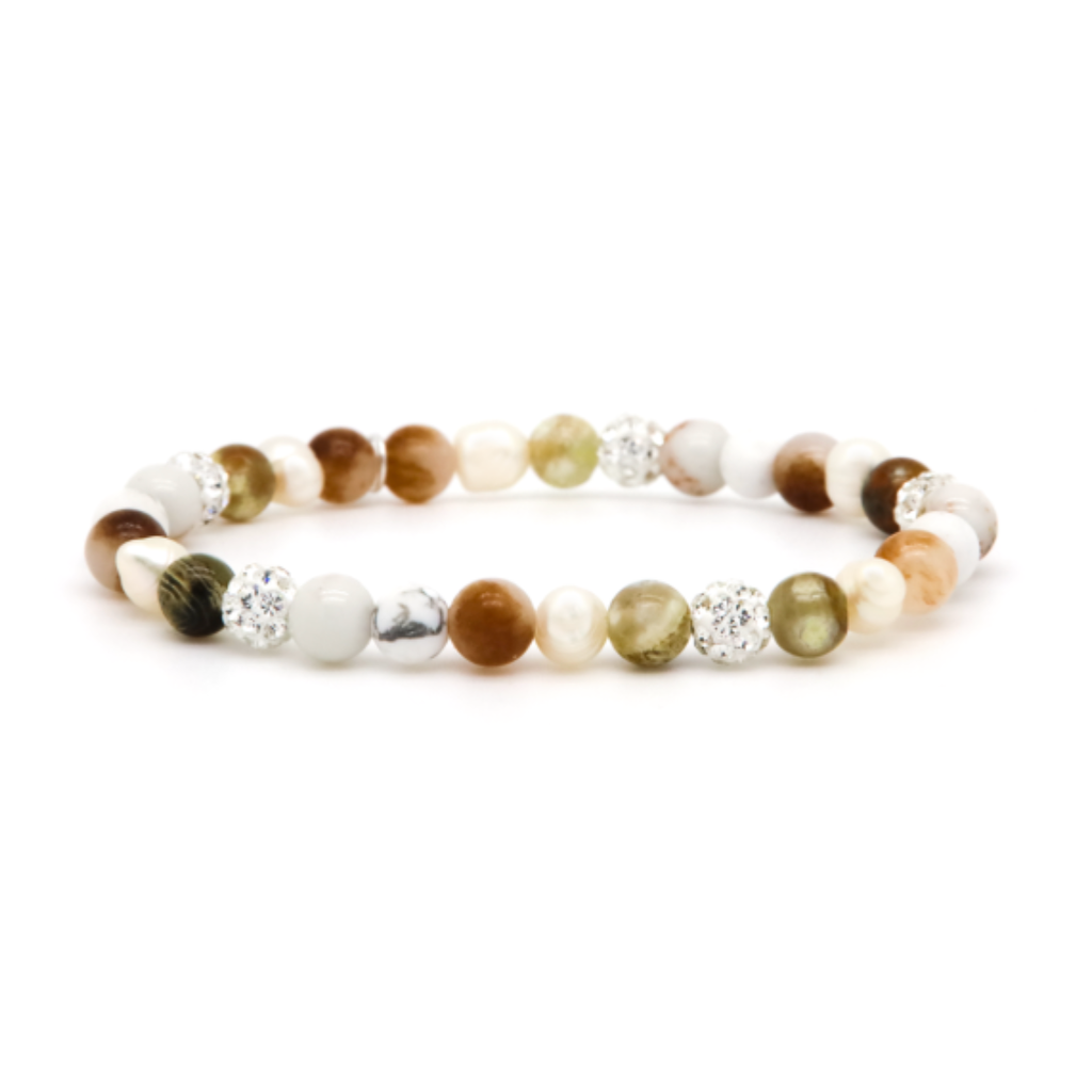 Karma Jewelry Karma Jewelry Armband 80152EL Bracelet Spriral Mosh XS elastic beads white crystal 6 MM