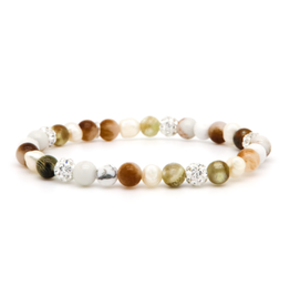 Karma Jewelry Karma Jewelry Armband 80152EL Bracelet Spriral Mosh XS elastic beads white crystal 6 MM