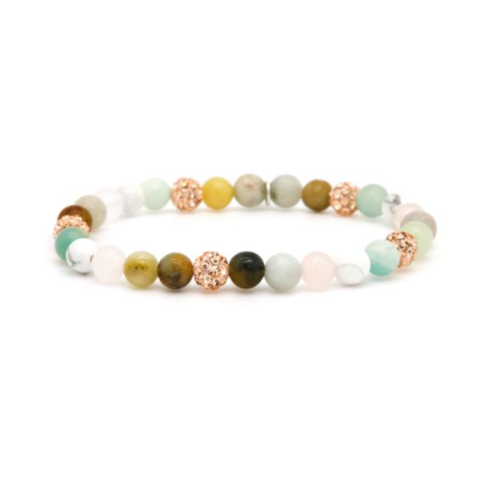 Karma Jewelry Karma Jewelry Armband 80165EL Bracelet Spriral Phoebe XS elastic beads rosegold crystal 6 MM