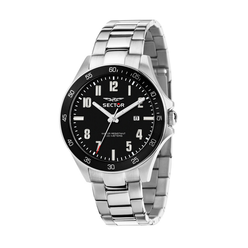 Sector Sector R3253161054 watch 230 silver / black ( zilver / zwart ) heren horloge - 43 MM