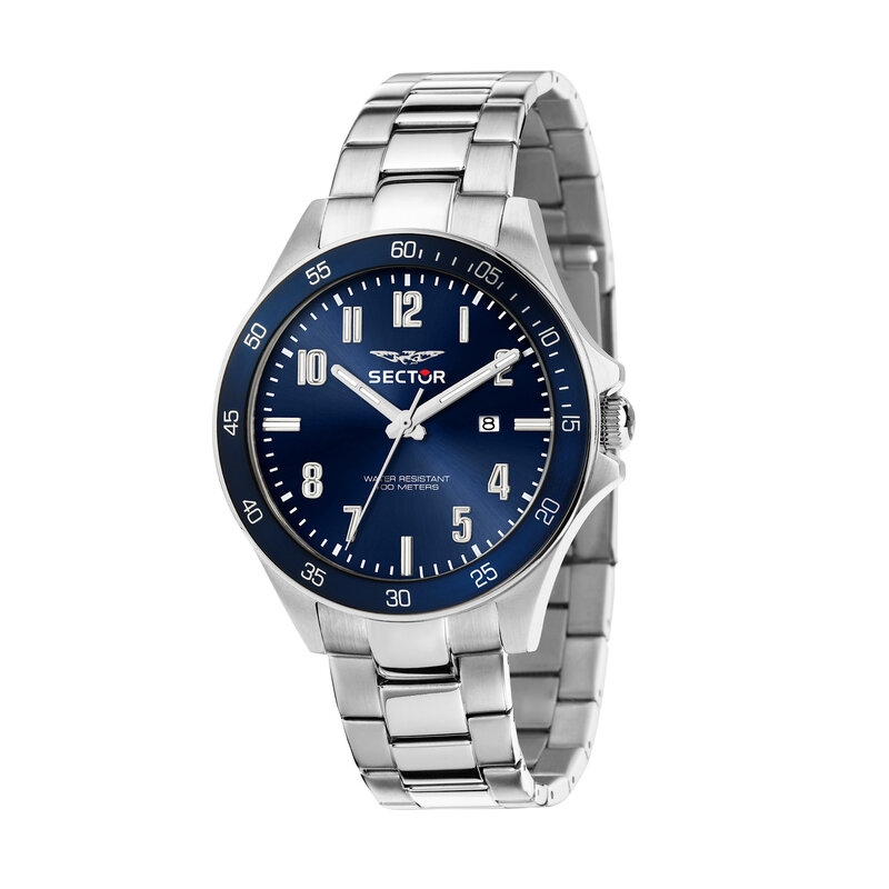 Sector Sector R3253161055 watch 230 silver / blue ( zilver / blauw ) heren horloge - 43 MM